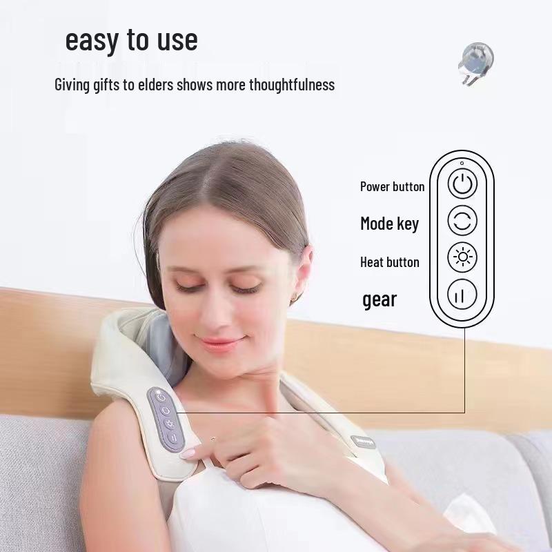 Rechargeable Cervical Spine & Shoulder Massager with Hot Compress