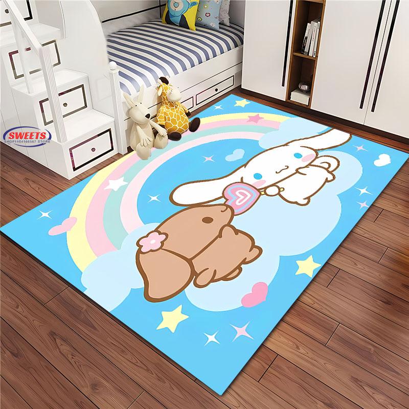 3D HD Cute Rabbits Cartoon Area Carpet,Rug for Living Room Tapete for Bedroom Sofa Kitchen Doormat Decor,Kids Non-slip Floor Mat