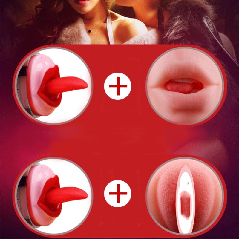 Sex Male Masturbator Deep Throat Penis Suck Massage Realistic Voice Vagina Licking Tongue Vibrator Masturbation Cup