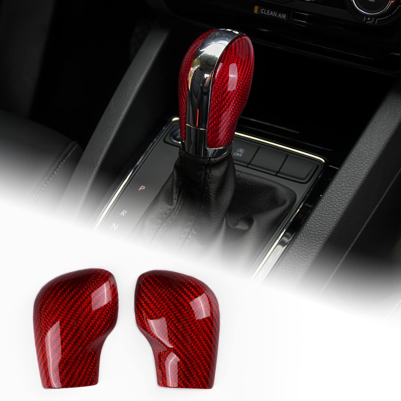 

AIRSPEED Real Hard Carbon Fiber Car Gear Shift Knob Head Cover for Volkswagen and Stylish interior custom and a protective film with Beetle, Golf,