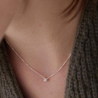 PAIGEFLYNN JEWELRY [Silver 925] Moissanite Brill 0.1 Carat Necklace
