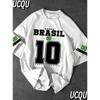 T-shirt Grafica Stampa Sud America Brasile Manica Corta Sportiva Uomo Unisex Casual Quotidiano Estate T-shirt da Corsa da Uomo