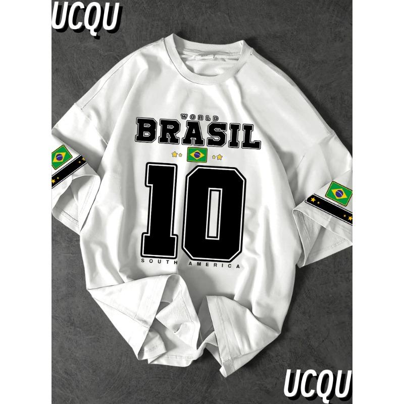 T-shirt Grafica Stampa Sud America Brasile Manica Corta Sportiva Uomo Unisex Casual Quotidiano Estate T-shirt da Corsa da Uomo