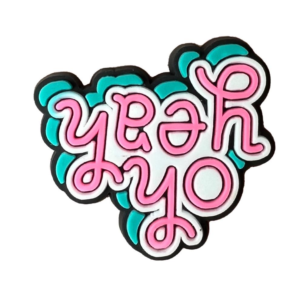 Letter Phrase Series Cartoon Clog Shoe Decorations: Cute PVC Flowers & Buckles