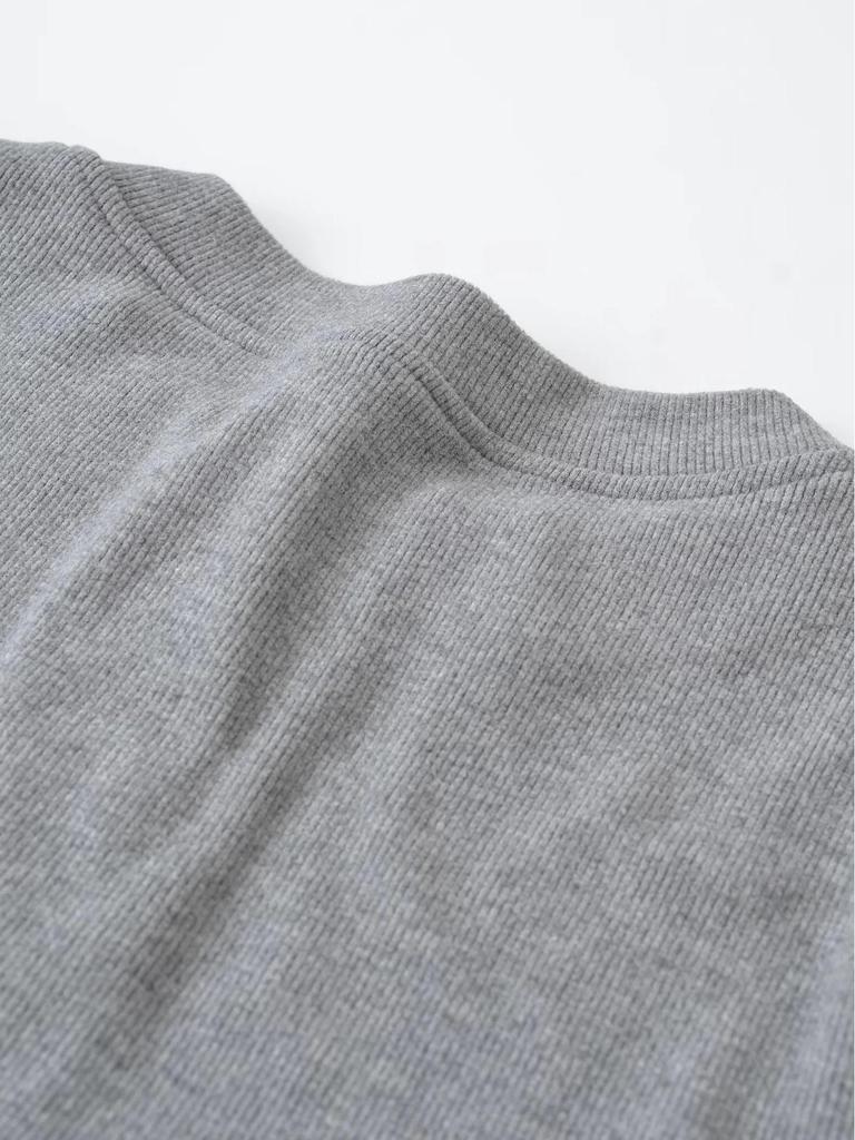 Korean-Style Slim Fit Henry Collar Fleece Long Sleeve T-Shirt for Women - Autumn/Winter Stretchy Base Layer Top