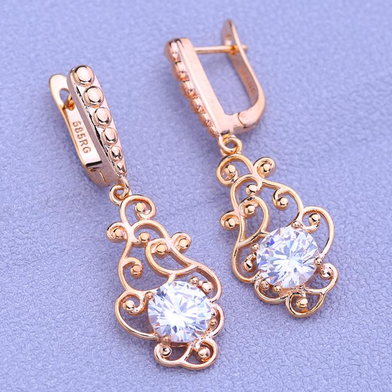MINTHA Clip Earrings Trendy Rose Gold Color Wedding Daily Fashion Jewelry Cubic Zirconia Geometry Drop Earrings For Women Bridal Geometry Earrings