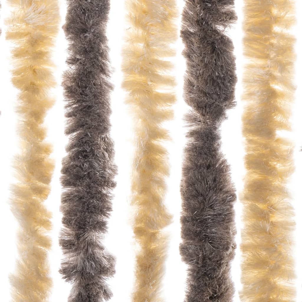 Fly Screen Curtain in Dark Brown and Beige 118 x 220 cm Chenille