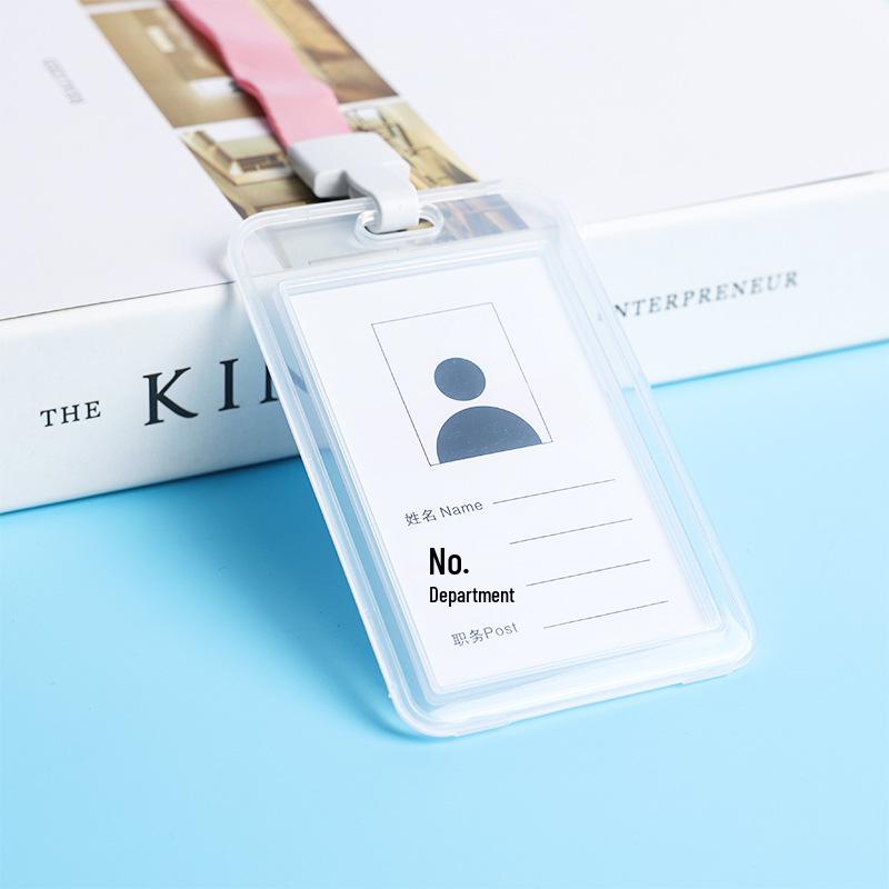 Double-Sided Transparent ID Card Holder with Lanyard for Student IDs and Bus Cards