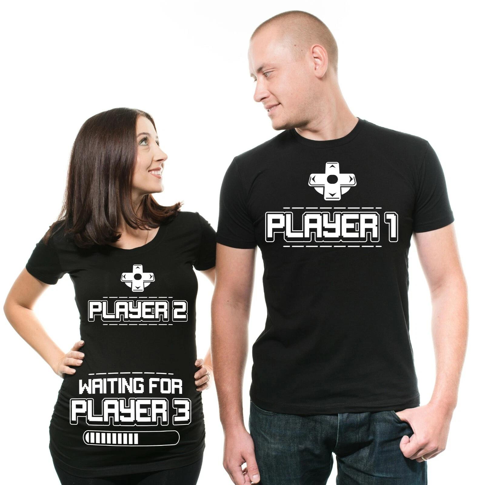 

Waiting for Player 3 Dad Mom Maternity Couple shirts Gamer Parents Tshirt S