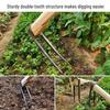 Two-Tooth Garden Hoe with Wooden Handle