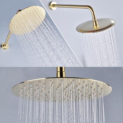 Free Shipping 8/10/12 Inch Stainless Steel Rainfall Shower Head Bathroom Square Round Showerhead Arm Accessory Brushed Gold G1/2