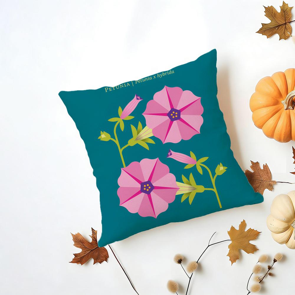 Simple Casual Fresh Elegant Simple Flower Art Cushion Cover Washable Linen Pillowcase Soft for Daily Sofa Bed Home Room Decor