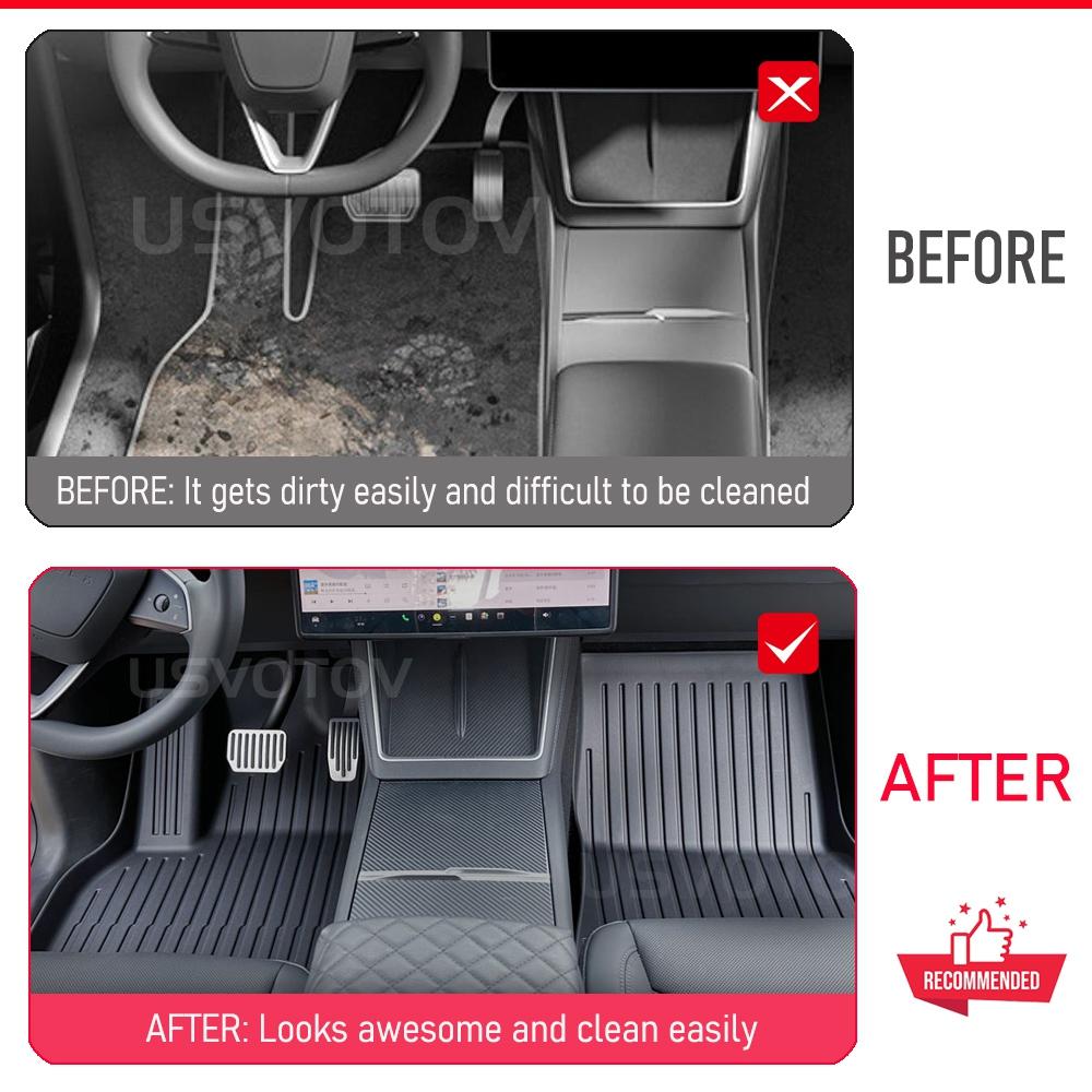 USVOTOV All-Weather Floor Mats Cargo Liner For 2026 Tesla Model YL Y L (6 Seats) Accessories Trunk Mats Back Seat Protector Pads