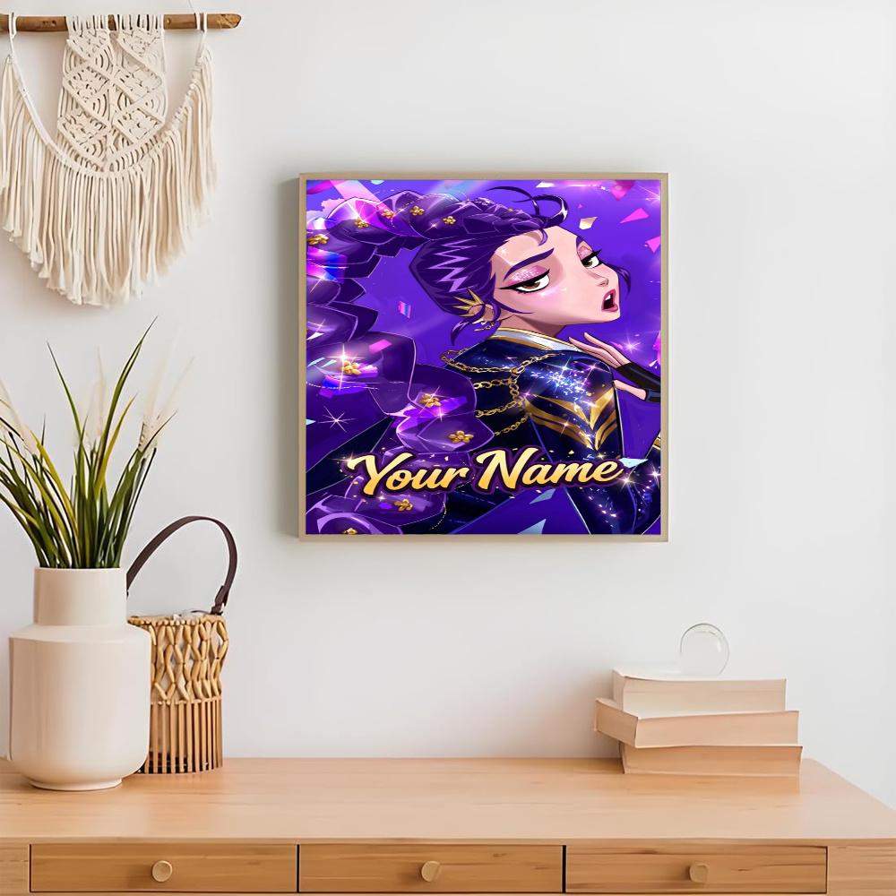 Kpop Demon Hunters Customize Your Name Diamond Painting Round Diamond Rhinestones Mosaic Diamond Embroidery Wall Paintings Rhinestones Gift Frameless