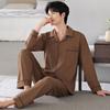 Pure Cotton Pajamas Men'S Spring And Autumn Cotton Long-Sleeved Suit Simple Large Size Can Be Worn Outside Loungewear Men