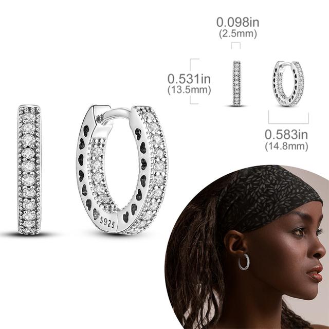 Silverfärgad U-formad dubbelbåge örhängen Cz Cubic Zircon Sparkling Pave Stud örhängen för kvinnor Mode smycken present