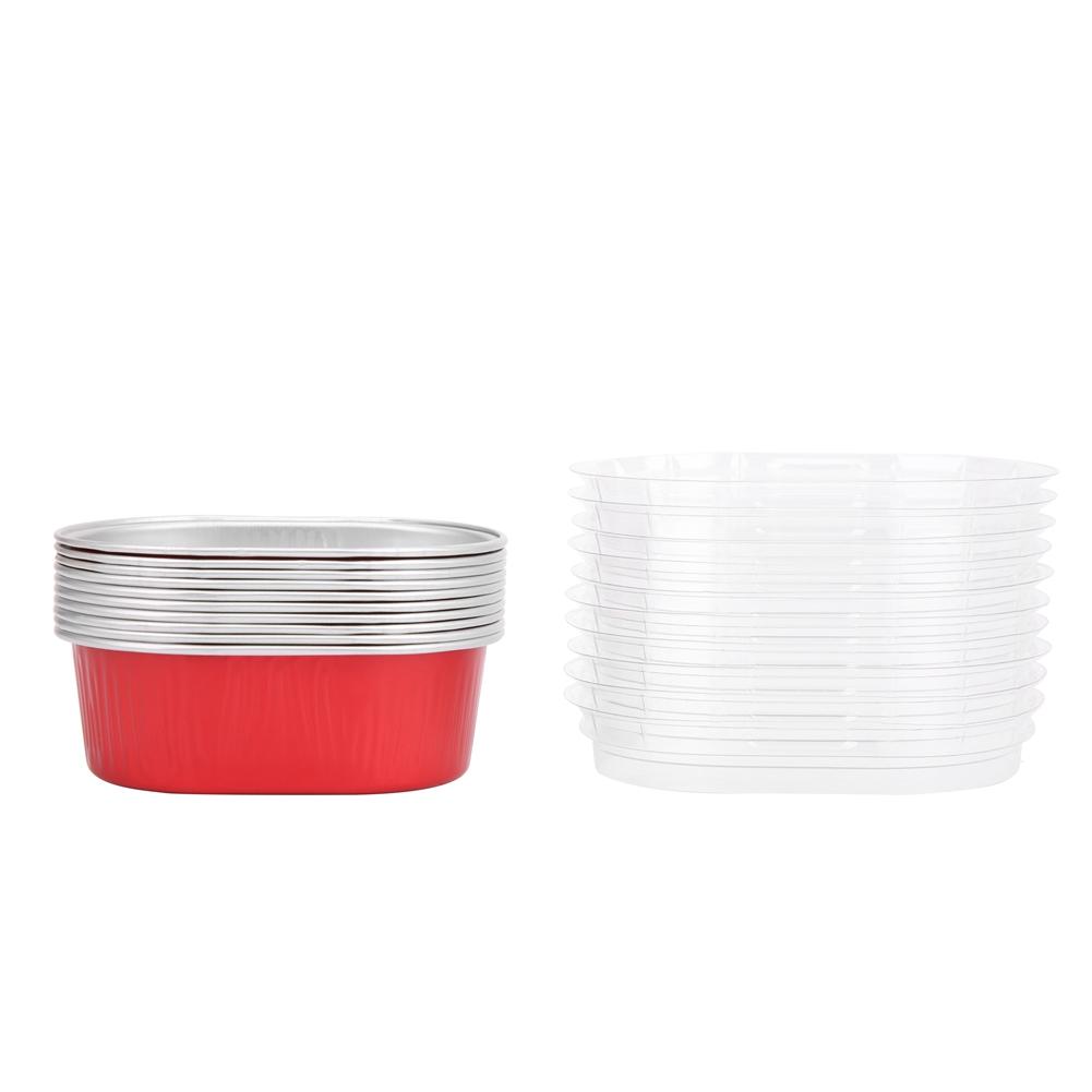 10Pcs Disposable Oval‑Shaped Aluminum Foil Cake Baking Cup Mold with Lid Kitchen Accessory(Gold )