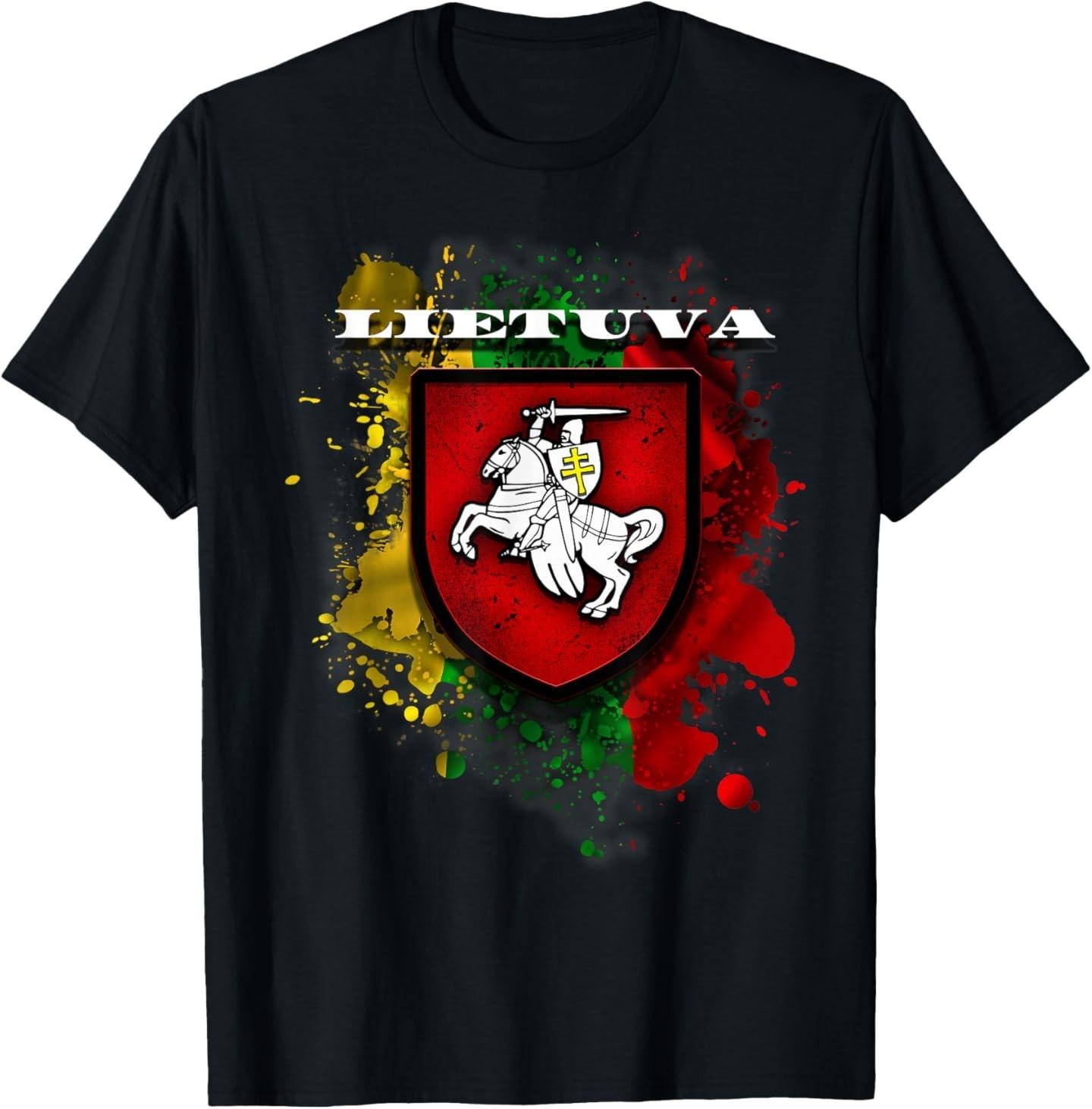 Lithuania Gift National Attributes Flag And Vytis T-Shirt Mens Womens Tees Top XL