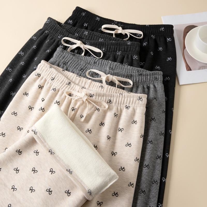 7 Bow Glutinous Rice Pants Autumn and Winter Velvet Thickened Wide-leg Pants Straight Trousers Yamamoto Pants Wide-leg Pants