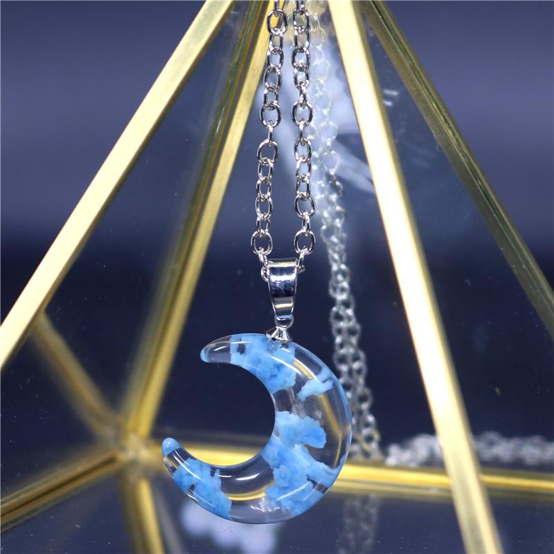 Elegancki przezroczysty żywiczny naszyjnik z wisiorkiem Rould Ball Moon dla kobiet, niebieskie niebo, biały naszyjnik z chmurami, modna biżuteria, prezenty dla dziewczyny