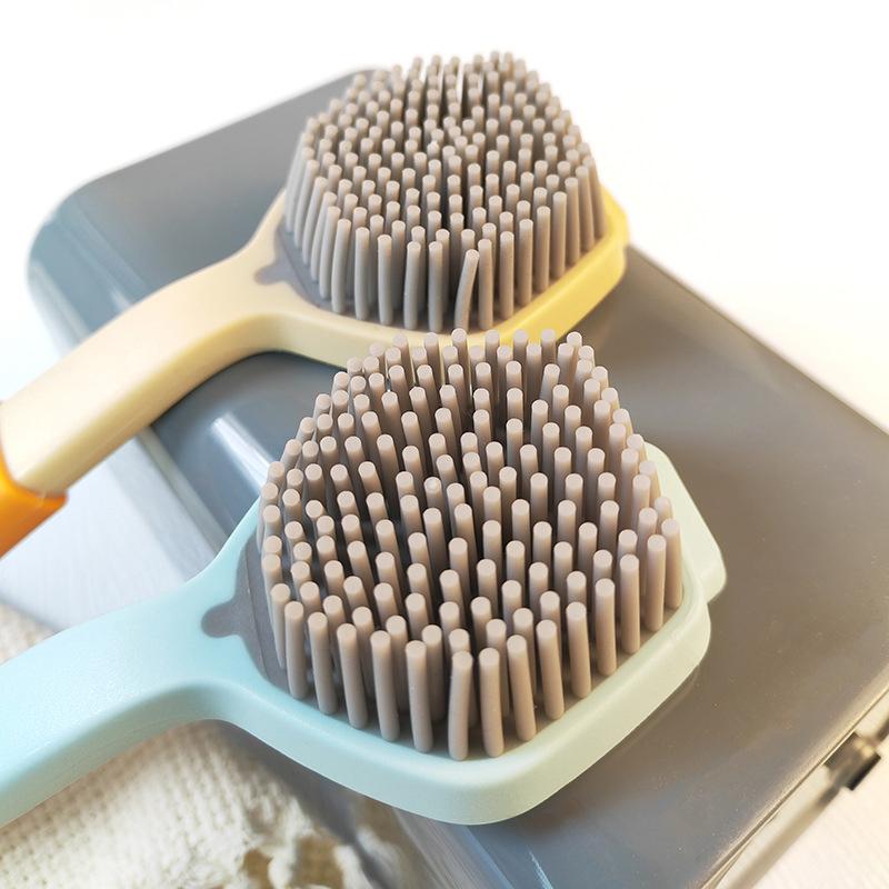 Cleaning Brush Kitchen Soft Plastic Long Handle Silicone Brush Dishes Scrub Pots Brush Decontamination Cleaning Brush