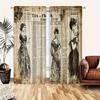 2 Pieces of Retro Newspaper Printed Curtains, Pole Bag Curtains 30*65, Bedroom and Living Room, Home Decoration, Room Decoration