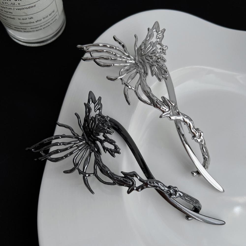 Back of Head Plate Butterfly Alloy Hairpin Large Size Hair Clip Elegant Banana Clip  for Women