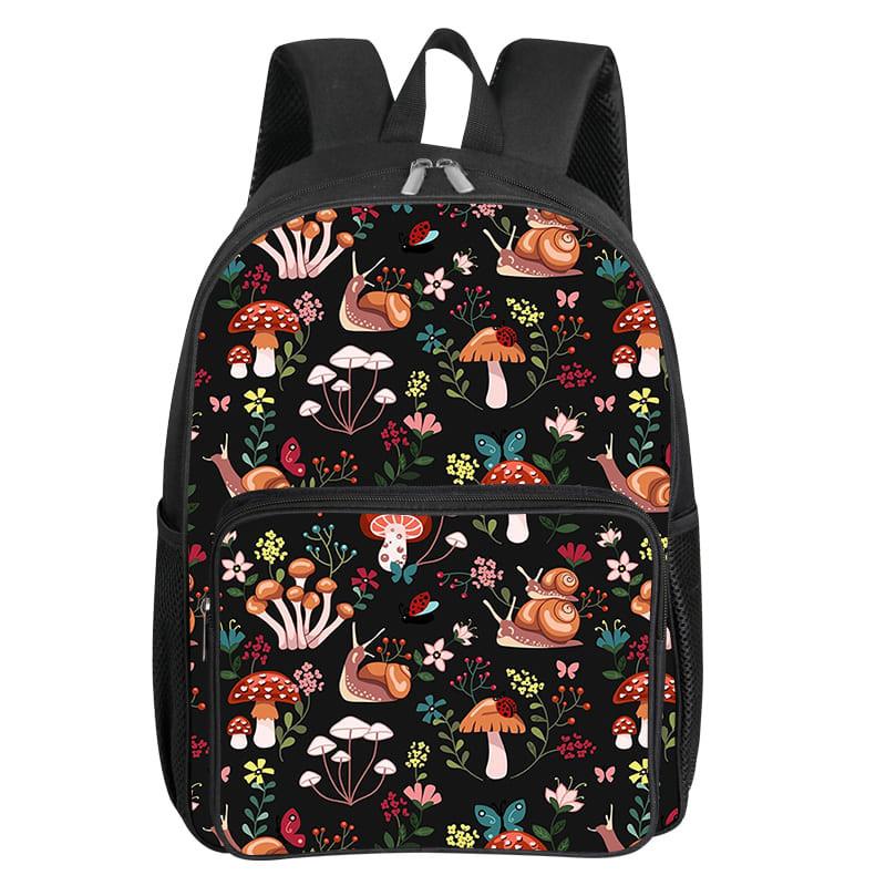 Jungle Paddestoelen Patroon Vierkante Voorvak Rugzak voor Jongens en Meisjes Beste Cadeaus 2D Platte Cartoon Schooltassen voor Kinderen