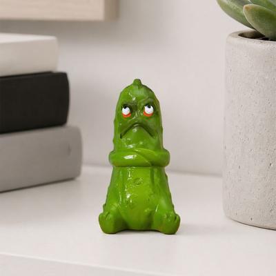 Funny Pickle Sculpture, Quirky Cucumber Statue, Cute Resin Pickle Emotional Support Ornament for Home, Living Room, Bedroom, Office Desk Decor