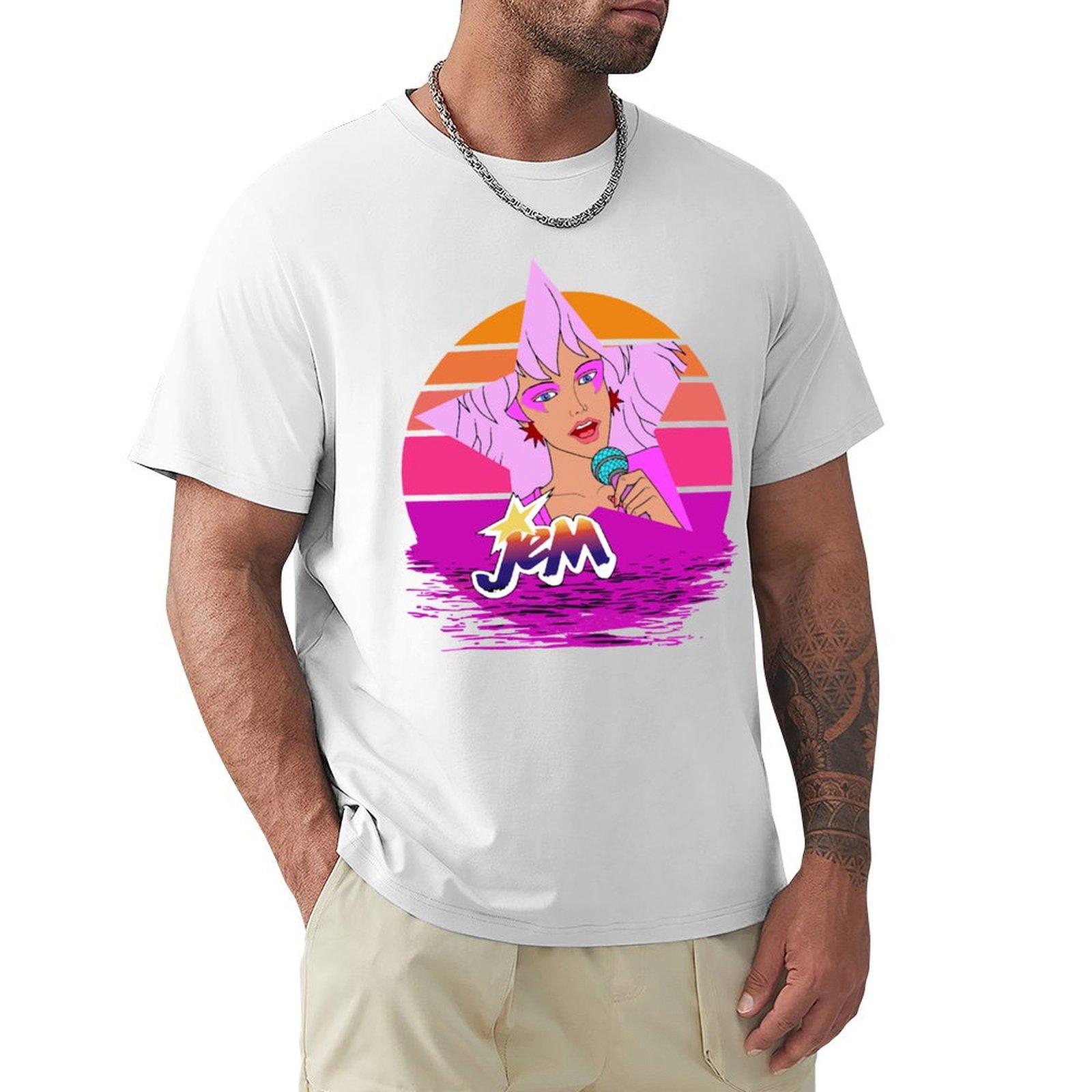 Retrowave Jem Funny Gifts Boys Girls TShirt rapper graphic tees blue lock mens t shirts S