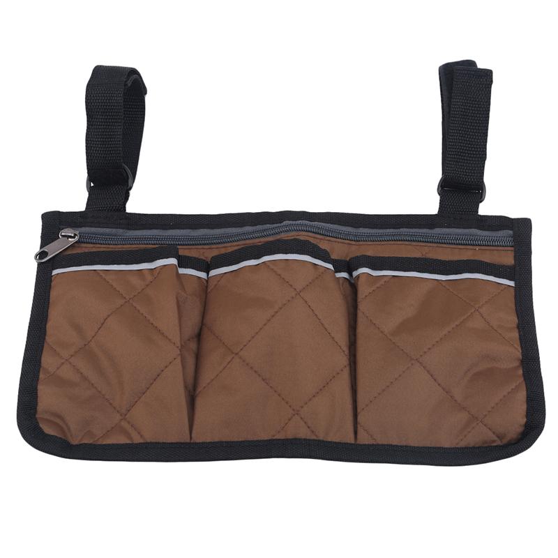 Storage Bag Wheelchair Armrest Reflective Strips Multiple Pockets Convenient Practical Home Supplies Side Pockets