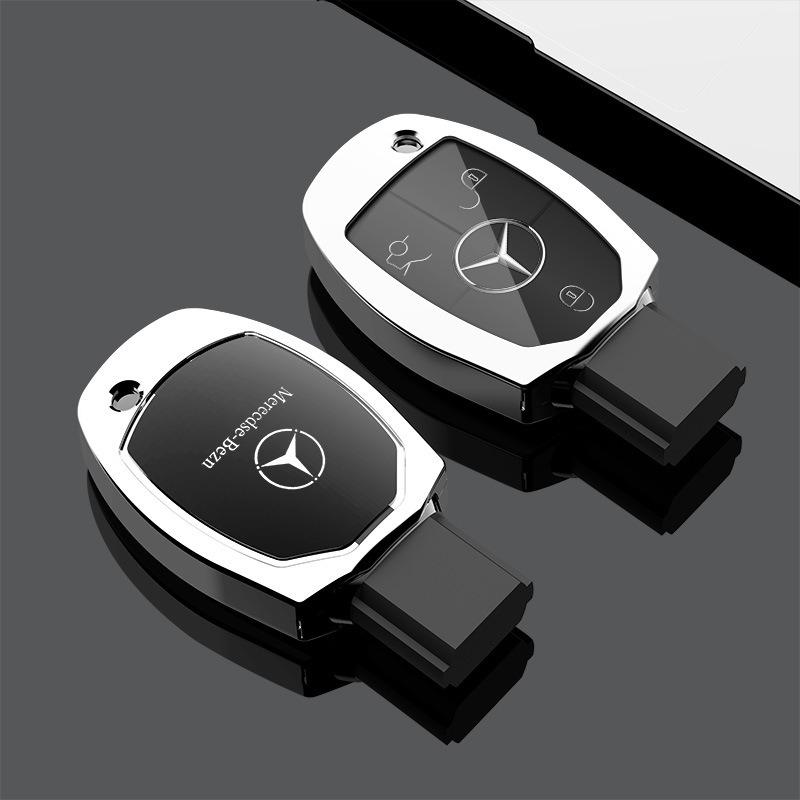 Carbon Fibre TPU Car Key Case Cover Shell Buckle Keychain For Mercedes Benz A B C S Class AMG GLA CLA GLC W176 W221 W204 W205