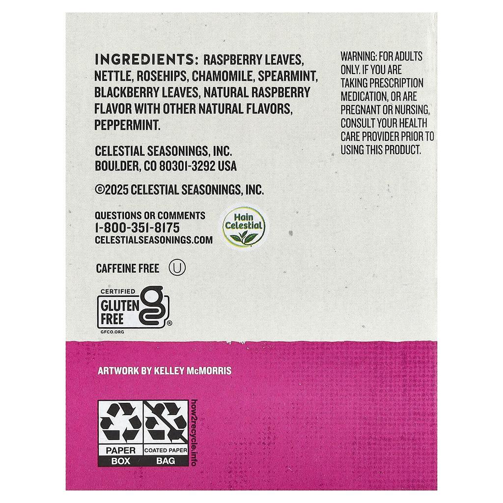 Celestial Seasonings, She-Well, Herbal Tea, Raspberry Leaf, Caffeine Free, 16 Tea Bags, 0.75 oz (21 g)