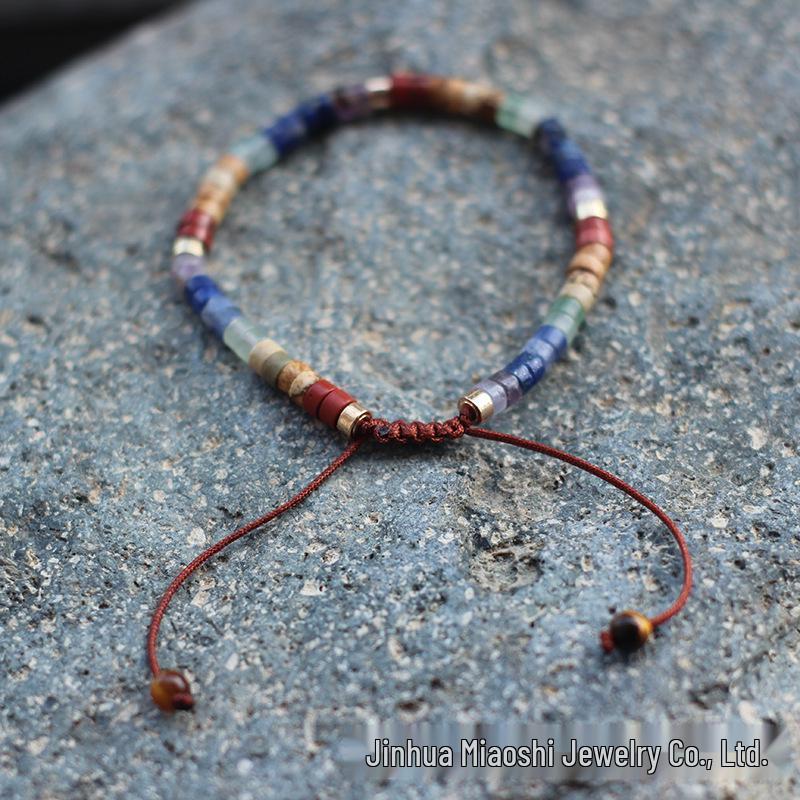 Bohemian Tiger Eye Beaded Bracelet with Colorful Stones, Adjustable Woven Design