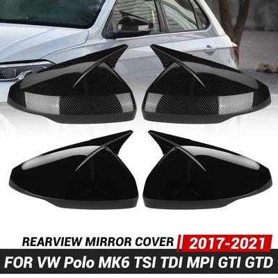 2X  Side Rearview Wing Mirror Cover Caps Shell For Volkswagen For VW For Polo MK6 TSI TDI MPI GTI GTD 2017-2021