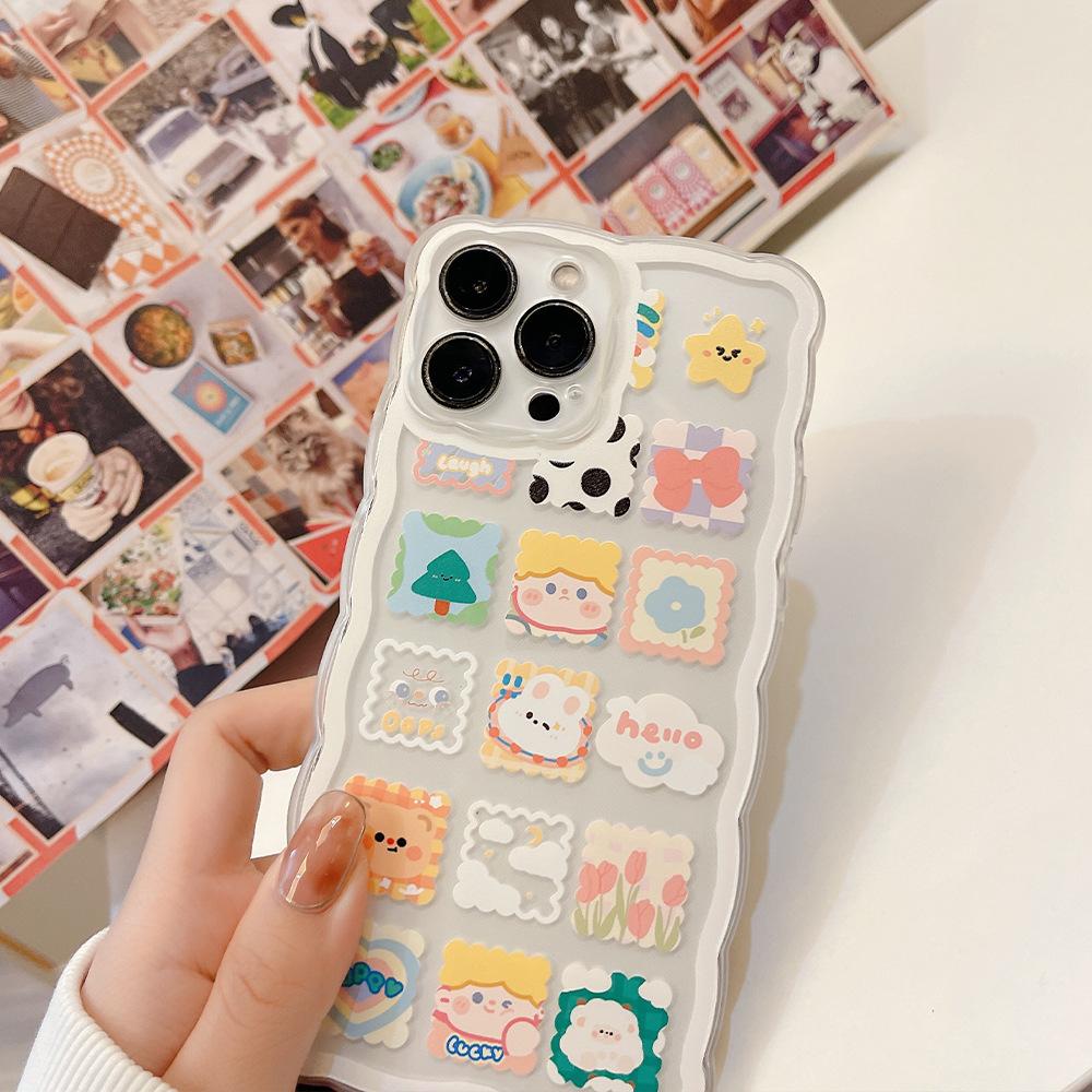 Clear Case For Iphone 14 13 12 Mini 11 Pro Xs Max X Xr 7 8 Plus Se2 Cute Cartoon Transparent Simple Shockproof Back Cover
