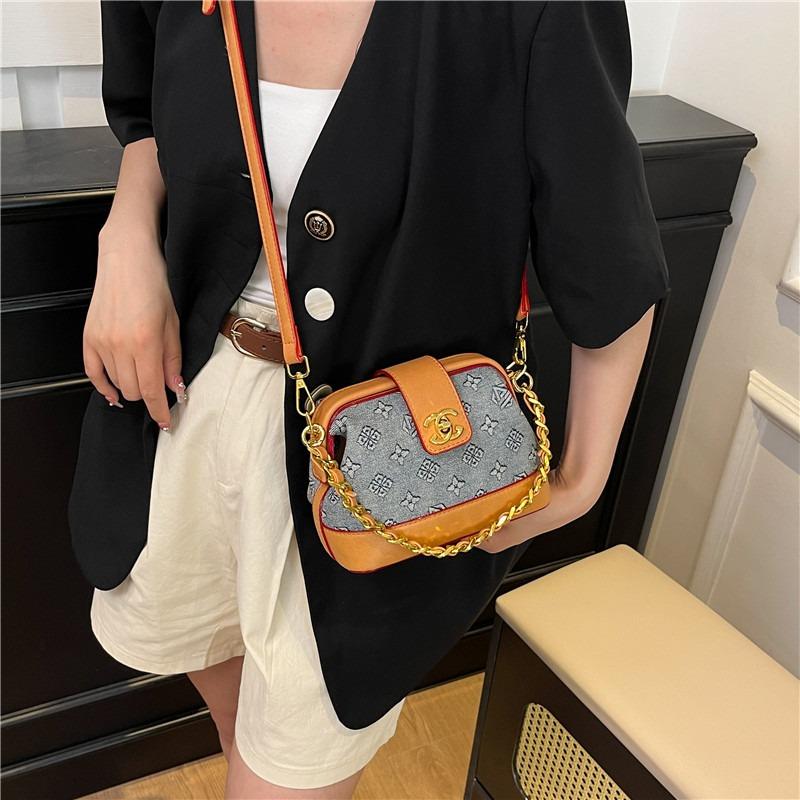 Versatile contrasting color retro bag women's new presbyopia shell bag shoulder messenger bag
