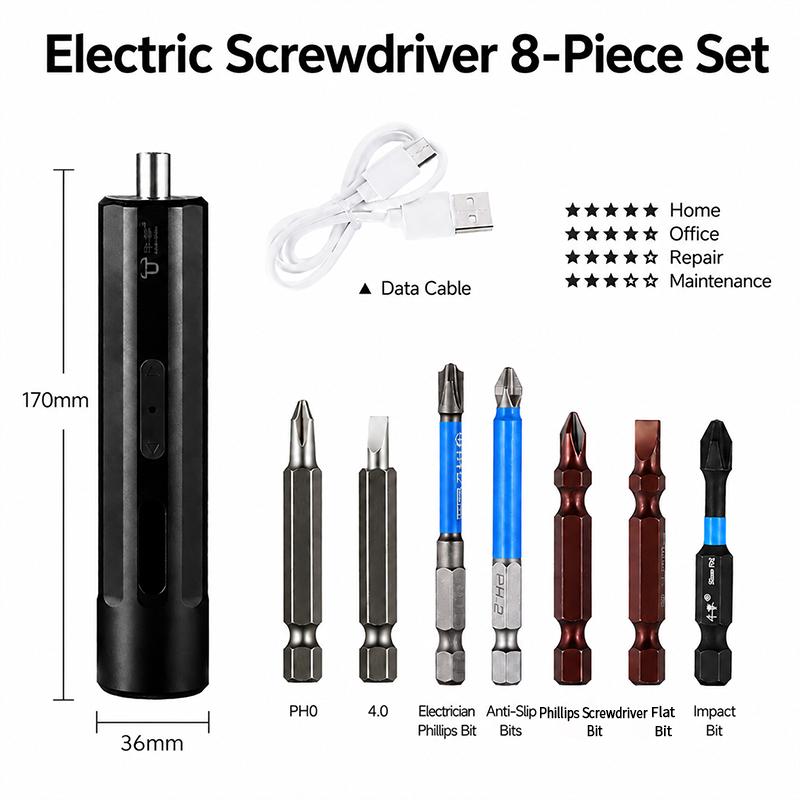 8pcs/set Multi-functional Hand-held Automatic Charging Mini Screwdriver Compact And Lightweight Effort-saving Electric Screwdriver Set серый