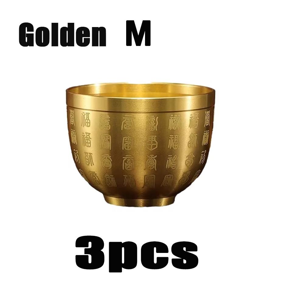 1/2/3pcs Home Decor Hundred Blessings Cup Copper Attract Wealth Good Luck Treasure Cup Desktop Small Ornament Meaningful Gifts