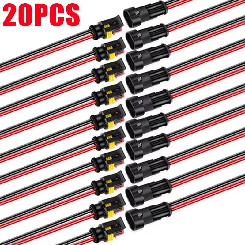 10 Pairs 2Pin Way Wire Harness Waterproof Electrical Auto Connector Male Female Car Plug Connector for Car Motorcycle Truck
