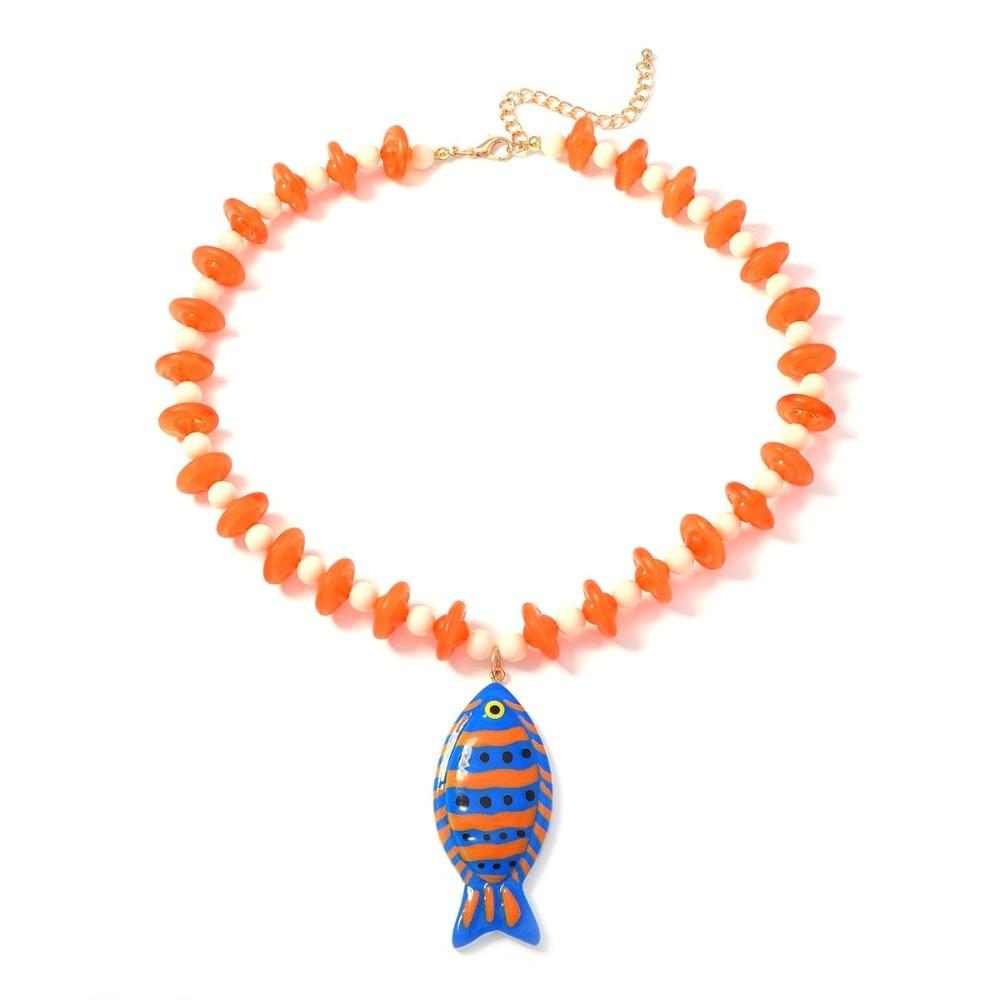 Starfish Shell Charm Fish Starfish Pendant Necklace Colorful Beads Boho Necklace  Jewelry Gifts