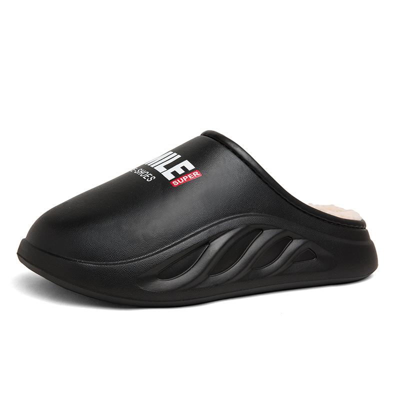 

Модные тапочки для мужчин, повседневные, гибкие, на платформе, с круглым носком, для активного отдыха, модные, универсальные, из бархата, сохраняют тепло, удобные 44-45 чёрный