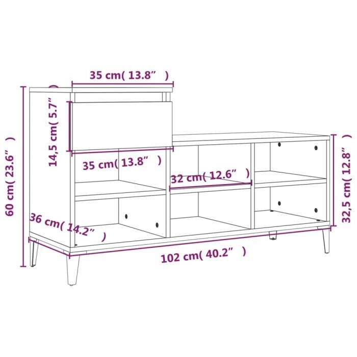 VidaXL Shoe Cabinet Sonoma Oak 102x36x60cm Engineered Wood 821215