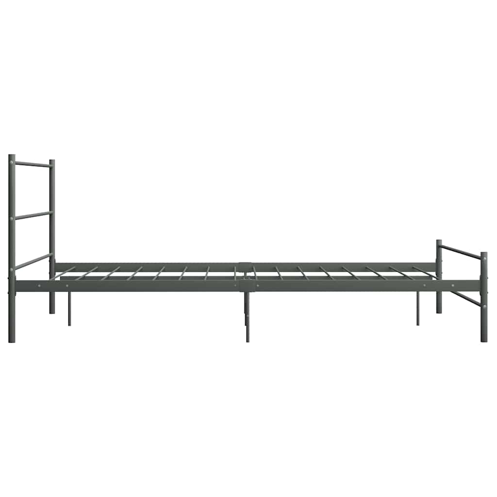 Double Bed Frame Gray Metal 120 X 200 Cm