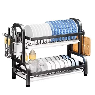 Dish Drying Rack Compact Kitchen Dish Rack Drainboard Rust-Proof Dish Drainer Large Capacity Drainage Kitchen Storage Rack
