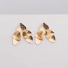 Three-layers Triangle Flower Women's Stud Earrings Folded Floral Gold Color Silver Color Petals Metal Geometric Female Earrings
