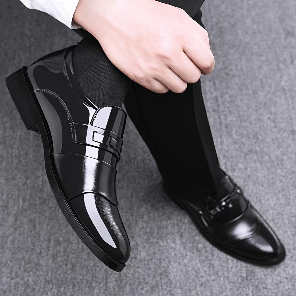 Men's Sleek Slip-On Dress Shoes - Fashionable British Style, Durable Rubber Sole, Comfortable, Business Casual, One-step, Lazy Shoes