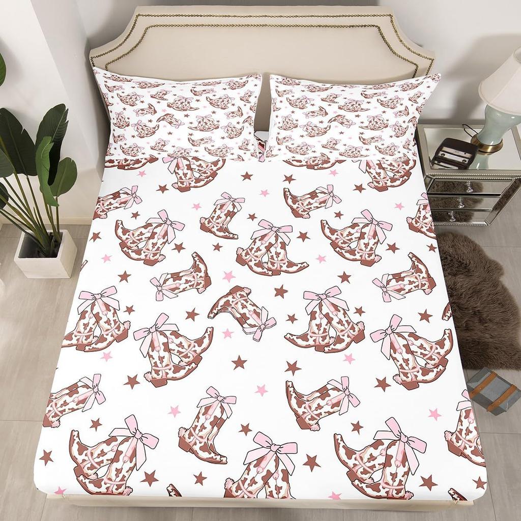 Denim Boots Pattern Sheet Three-Piece Digital Printed Sheet Bedding Set Adult Children