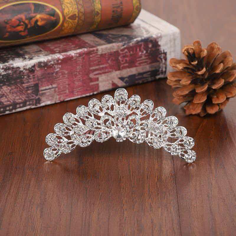 Children's Rhinestone Pearl Crown Hair Comb: Headdress Ornament for Photo Studio or Wedding