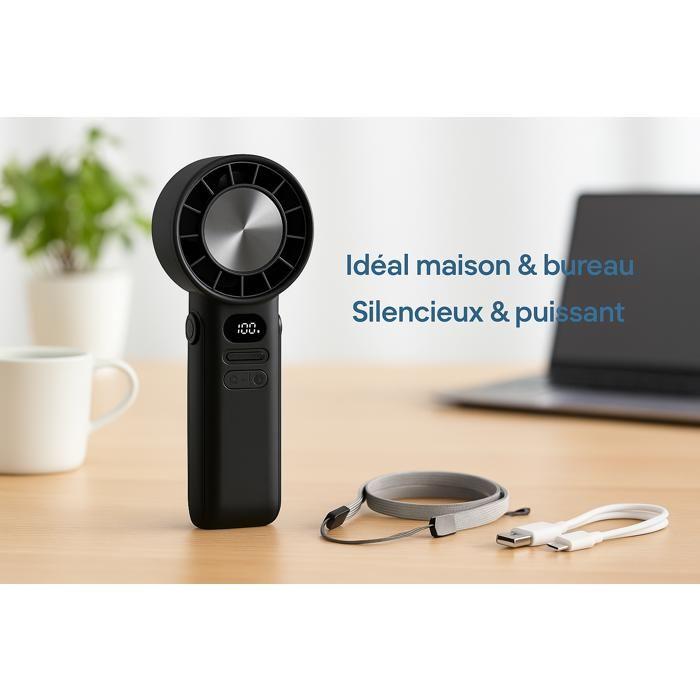 Ventilateur portable - LE BAZAR DE GAËLLE 34 - Pliable - 12h autonomie - Recharge USB‑C - Tour de cou inclus